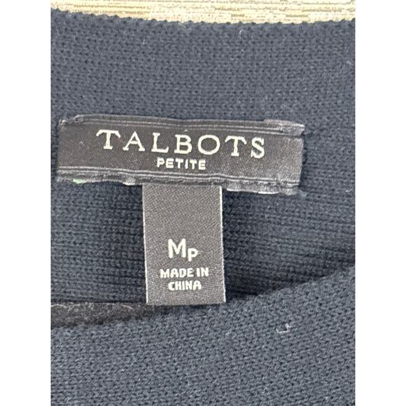 Talbots Petite Women M Black Ribbed Knit Short Sleeve Soft Casual Sweater Top - Picture 3 of 4